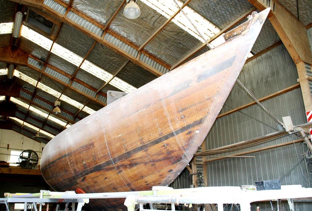 Rainbow II in the shed at Horizon Boats - May 2014 © SW